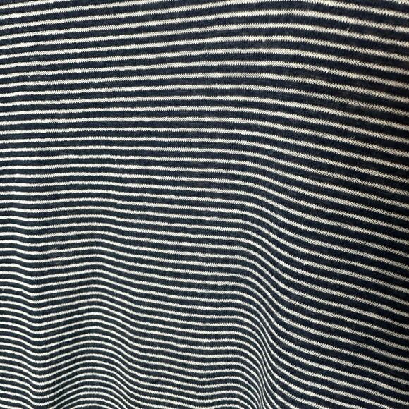 3/$20 Liz Claiborne Women's Medium Linen Blend Blue & White Striped Blouse - Picture 5 of 8